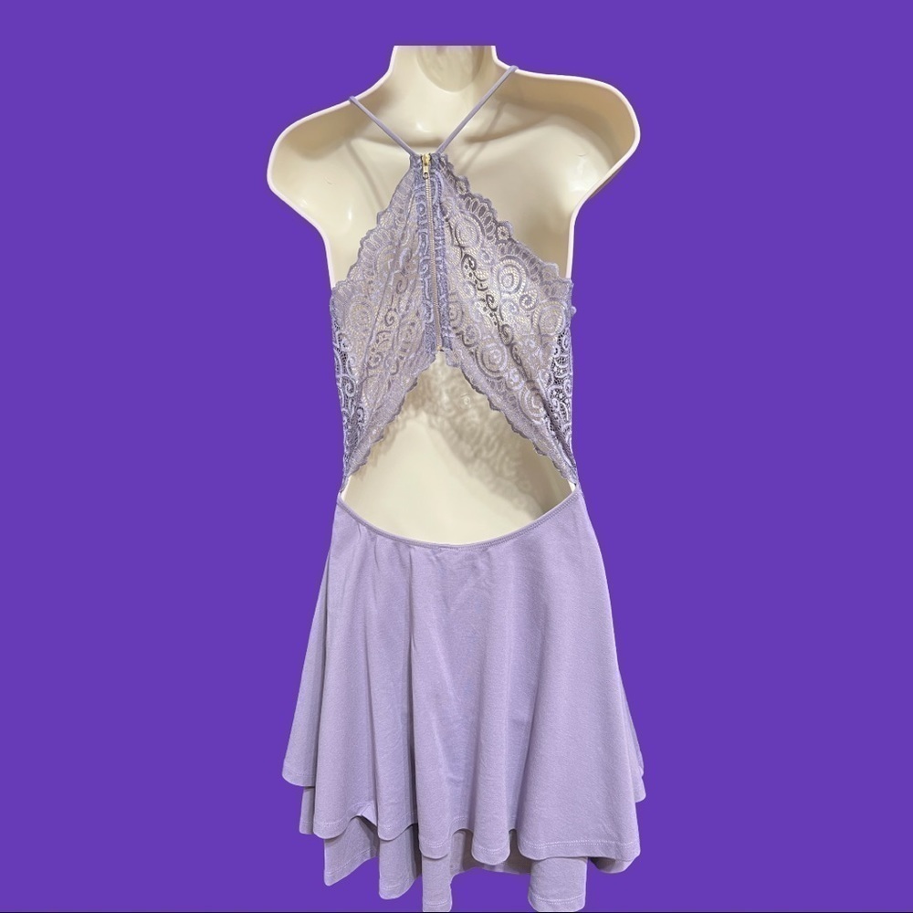 Windsor Lavender with Lace Flirty Mini Dress XL Junior. - Picture 2 of 5